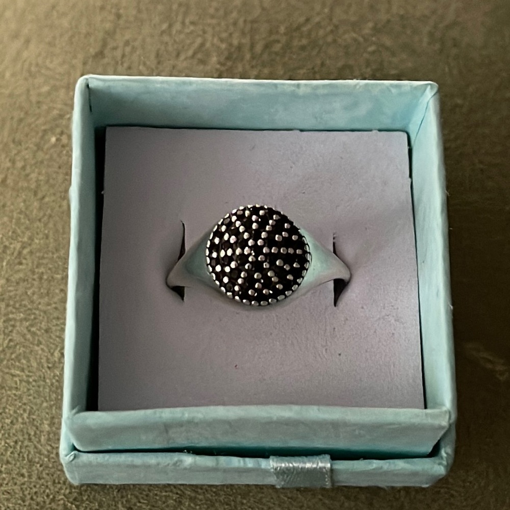 EUC PANDORA Black Pave Ring